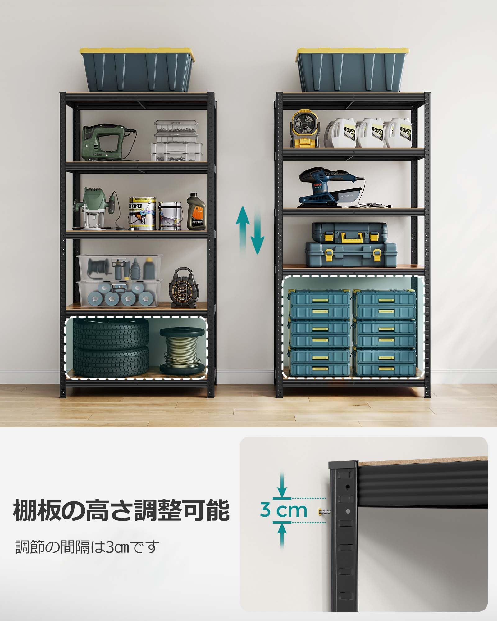 Amazon｜SONGMICS スチールラック メタルラック 5段 ネジなし