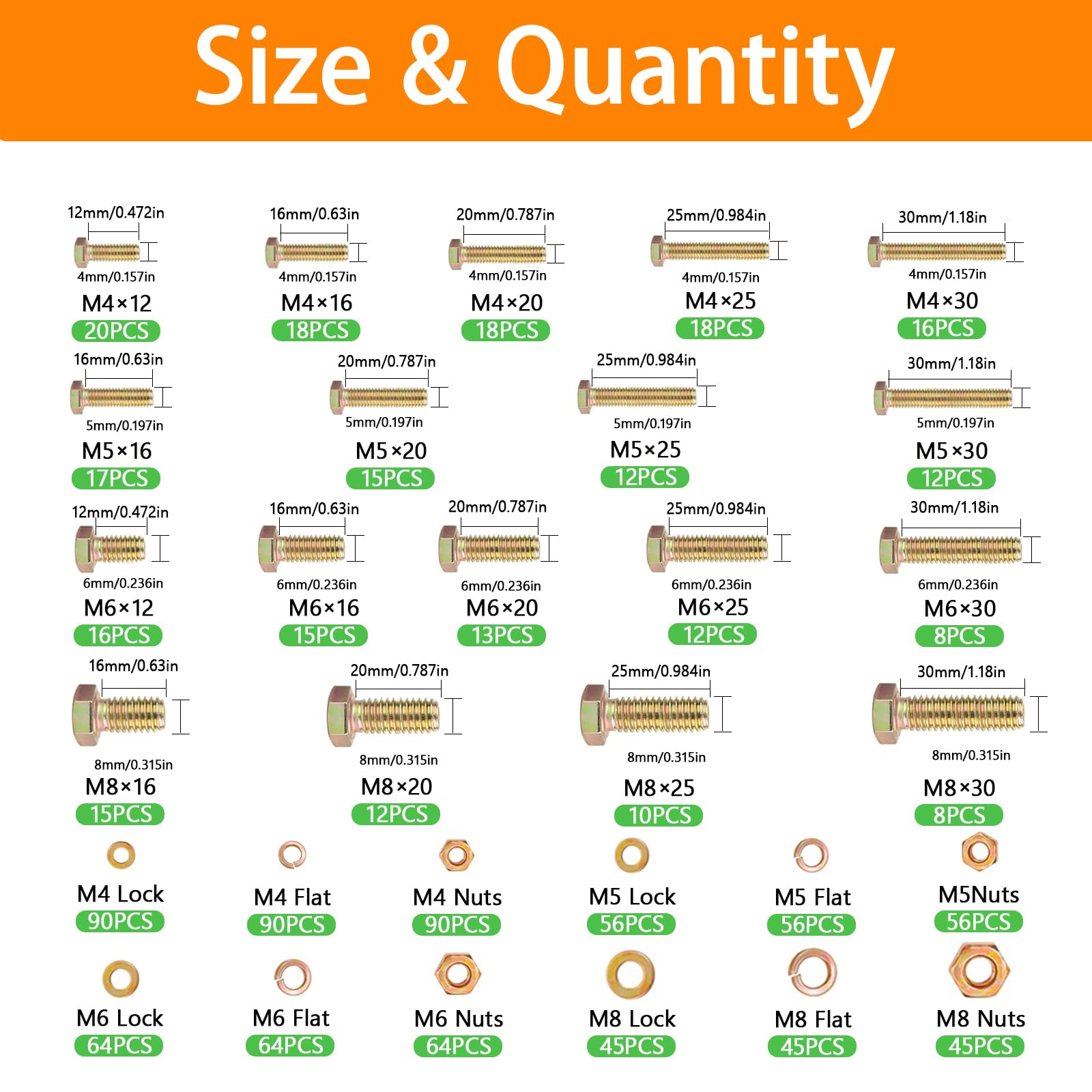 1020 Bolt Assortment Kit - Metric Hardware for DIY -2