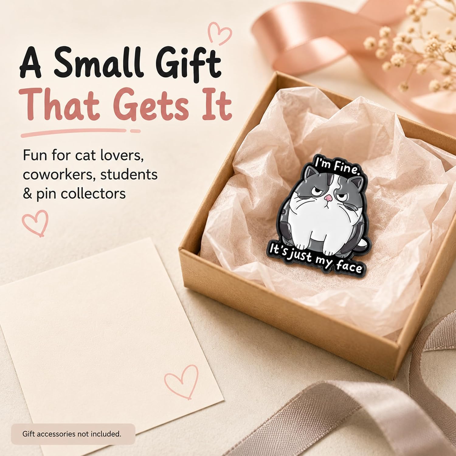It's Just My Face Cat Enamel Pin, Funny Brooch for Bags image 2