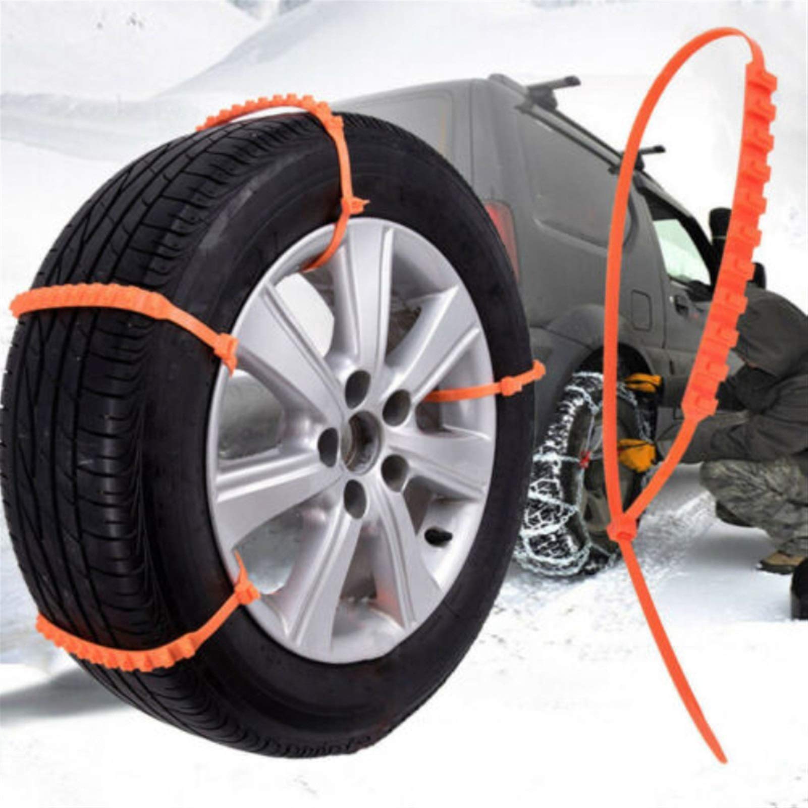 Cadena de Nieve para Coche Cadena de Nieve Antideslizante 10 Piezas Corbatas Antideslizantes para neumáticos de Coche Cadenas de Nieve Rueda de neumático de Coche Cable antidesliza