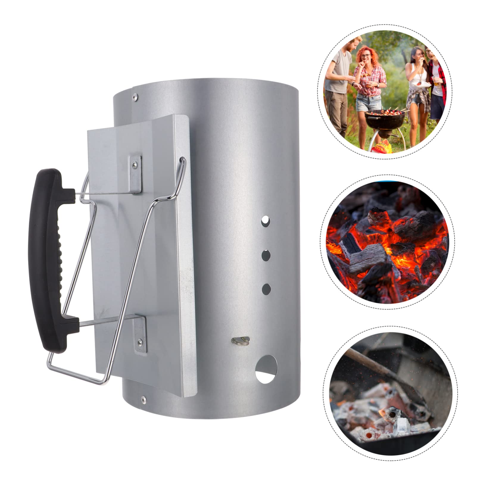 UPKOCH Accendi Carbonella Galvanizzato Argento per Barbecue da Esterno Eccellente Circolazione d'Aria Senza Odore Residuo per Vacanze Estive e Grigliate All'aperto