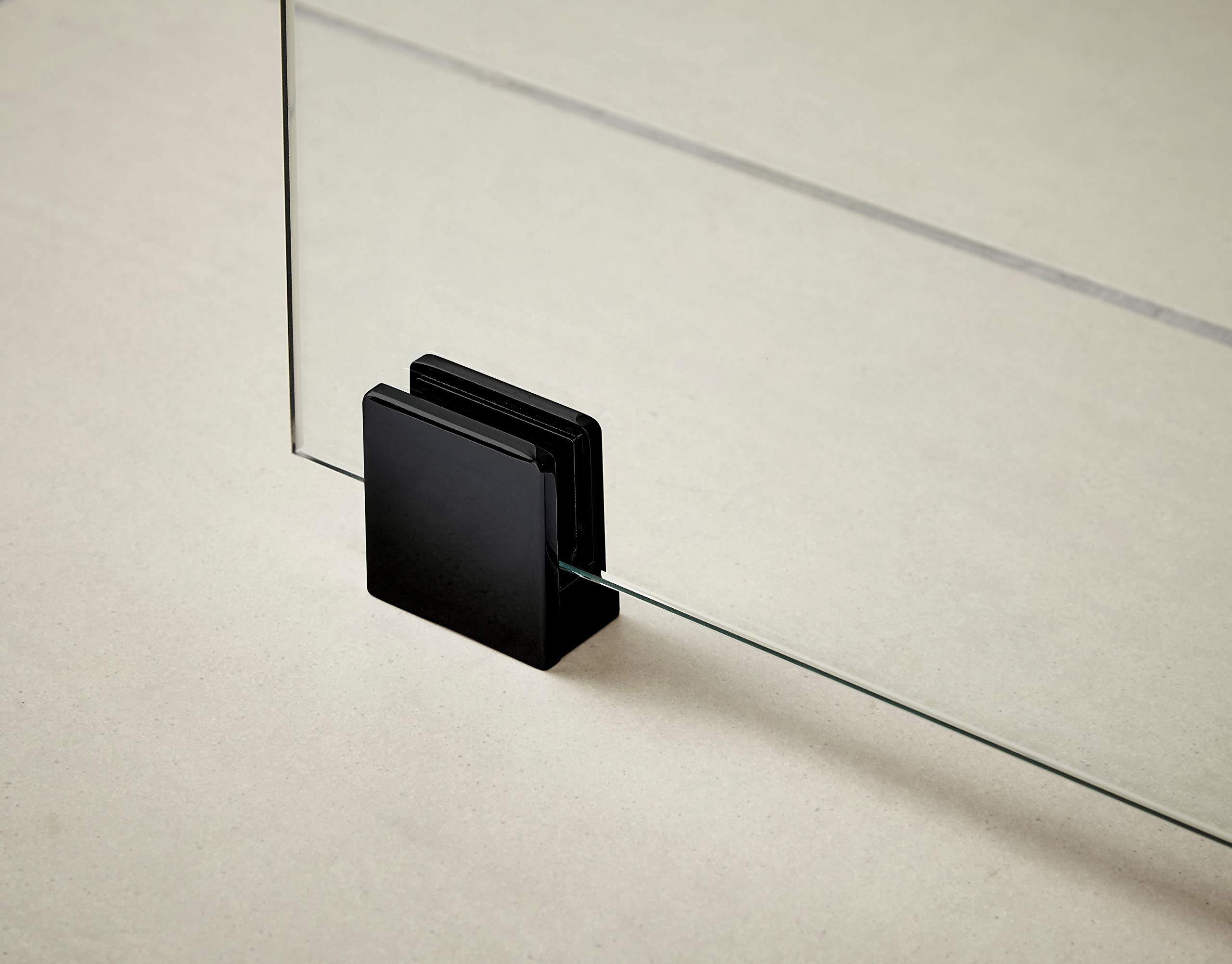 nuie Black Wetroom Foot and Wall Bracket 45 x 45mm - Brass Support Foot for Wetroom Screens - Matt Black Finish