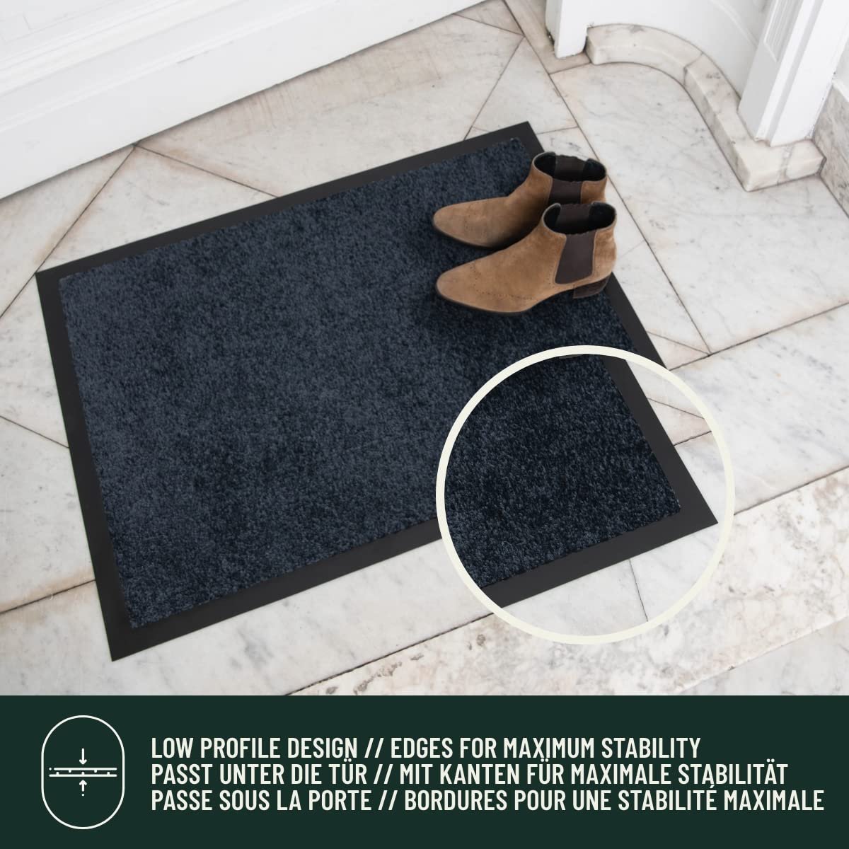 Studio M - Paillasson pour entrée Interieur 90x150 cm - Tapis Grand Taille - Absorbant - Antidérapant - Lavable - Anti Poussiere - pour Tous Sols - sous Porte - Résistant aux UV - Noir