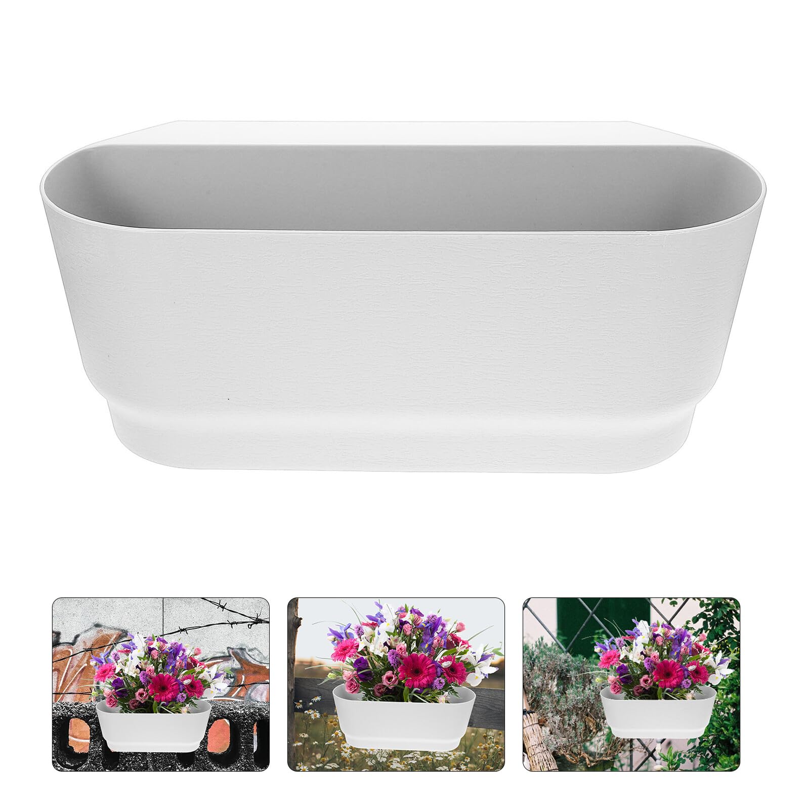 Angoily Pot de Fleurs Suspendu Carré Grosse Taille Blanc, Jardinière Suspendue D'intérieur Balcon Réservoir d'eau Intégré, Support à Fleurs Solide pour Plantes Succulentes et Décor