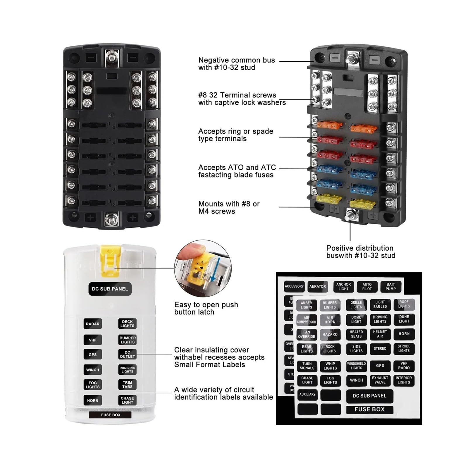 Wyłącznik Zapłonu 6/12-stykowa skrzynka bezpieczników samochodowych i łodziowych z diodą LED 12 V, 32(6 Ways Fuse Box)