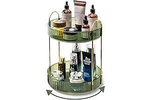 360° Rotating Makeup Organizer for Vanity | Large Capacity Skin Care Holder