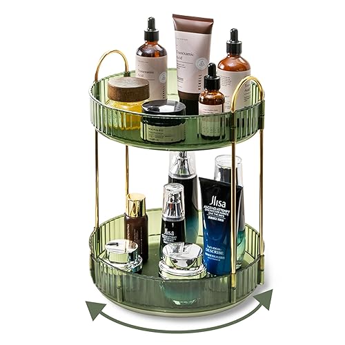360 Rotating Makeup Organizer for Vanity,2 Tier Large Capacity Skincare