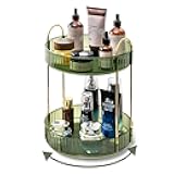 360 Rotating Makeup Organizer for Vanity,2 Tier Large Capacity Skincare Organizers,Bathroom Counter Organizer, Spinning Perfume Organizer & Vanity Organizer (Green-2 Tier)