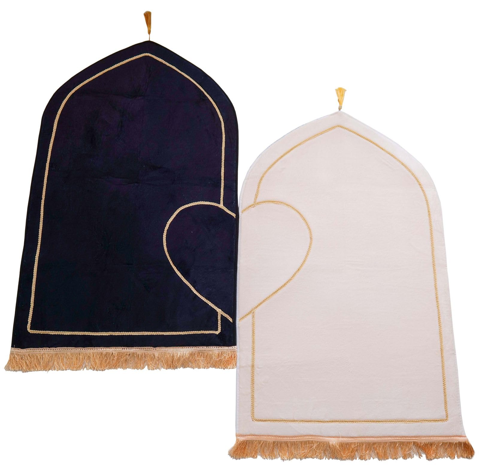 Velvet Premium Prayer Mat, Anti-Slip, Dome Style, Thick Padded, سجادة صلاة إسلامية With Bag (Pack of 2)