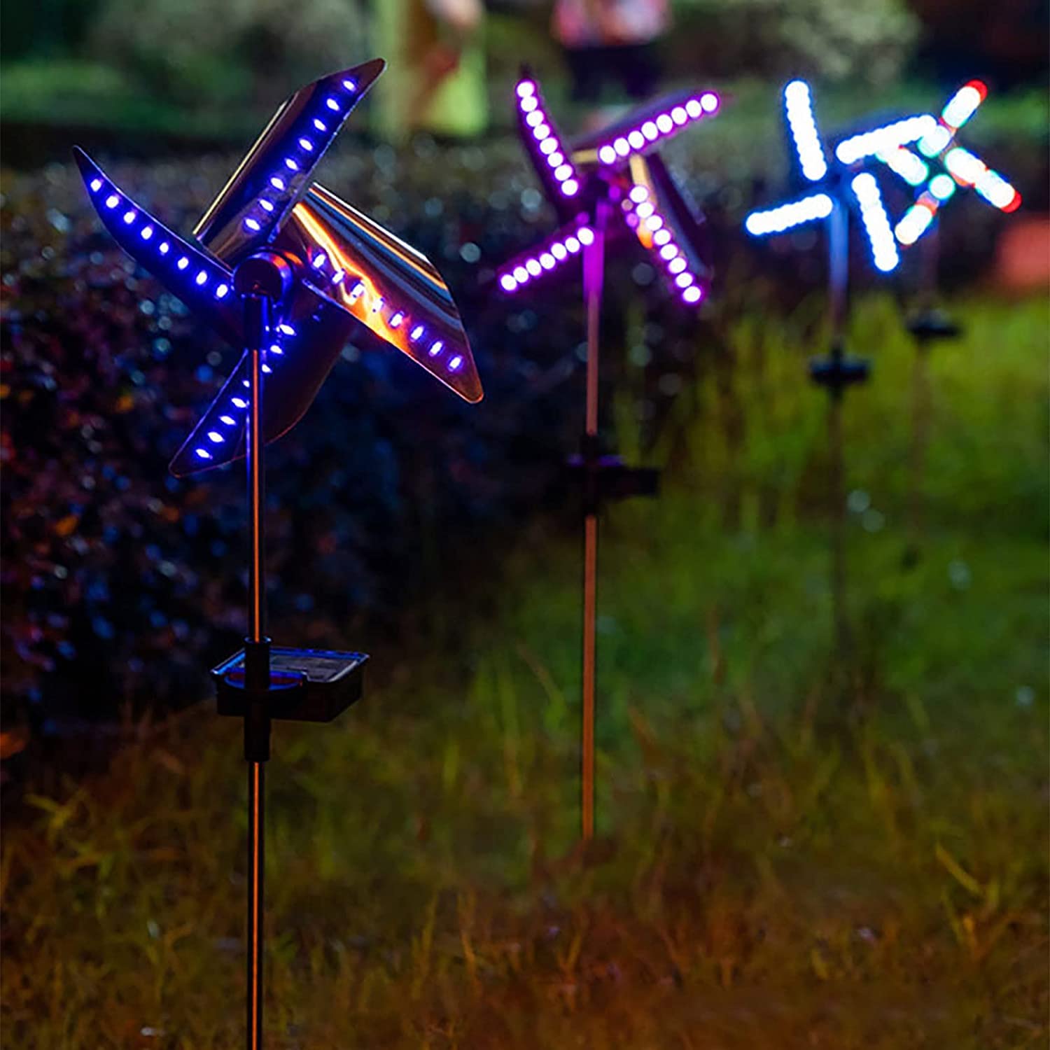 2 pièces arc-en-ciel Lampes solaires au sol Moulin à vent de décoration jardin Exterieur ornements de jardin en plein air pour Lawway Patio Yard Pathway Marche/Arrêt automatique SP-025