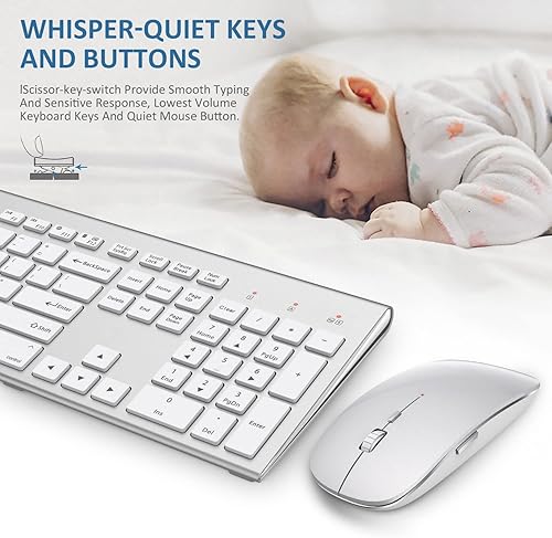 Miniatura 5 de FEDARFOX - Combo de teclado y mouse inalámbricos, ergonómico de conmutación de sistema doble, delgado, compacto, de tamaño completo, teclado