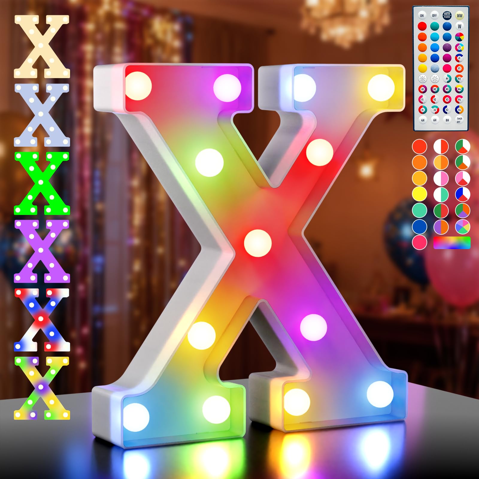 Ledido 35 Color Changing Light up Letter - LED Light Up Marquee Letters Sign for Birthday Decoration Gifts, LED Letter Lights for Wedding Anniversary Grad Home Bedroom Party Decor,Letter X â image 1