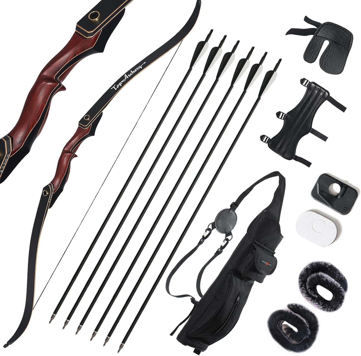TOPARCHERY 60 Inch Takedown Recurve Bow and Arrow Set, 30-50LB Right Hand Archery Kit for Outdoor Hunting Target Practice, Complete Accessories for Beginners & Intermediate Archers