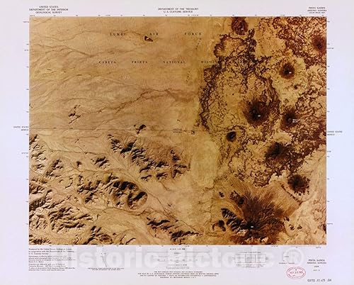 Mapa histórico de pared  mapa de imagen a color puertos de entrada, frontera de Estados Unidos  frontera mexicana  Pinta Sands, AZ  Sonora (1979) 55