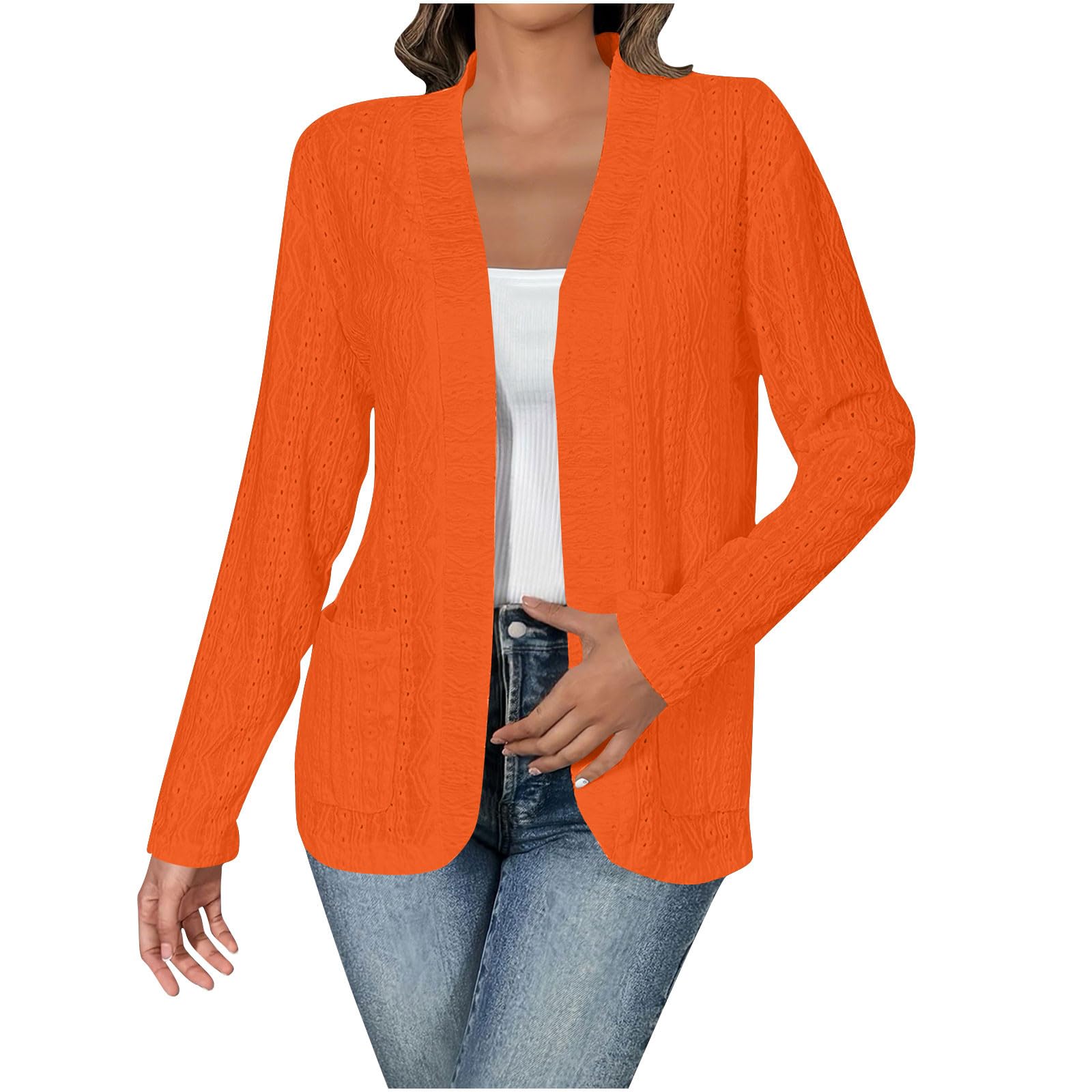 Cardigan Donna Elegante a Maniche Lunghe Maglione Morbido con Tasche | Stile elegante e versatile, colore tinta unita facile da combinare, adatto a ufficio viaggi e occasioni casual quotidiane
