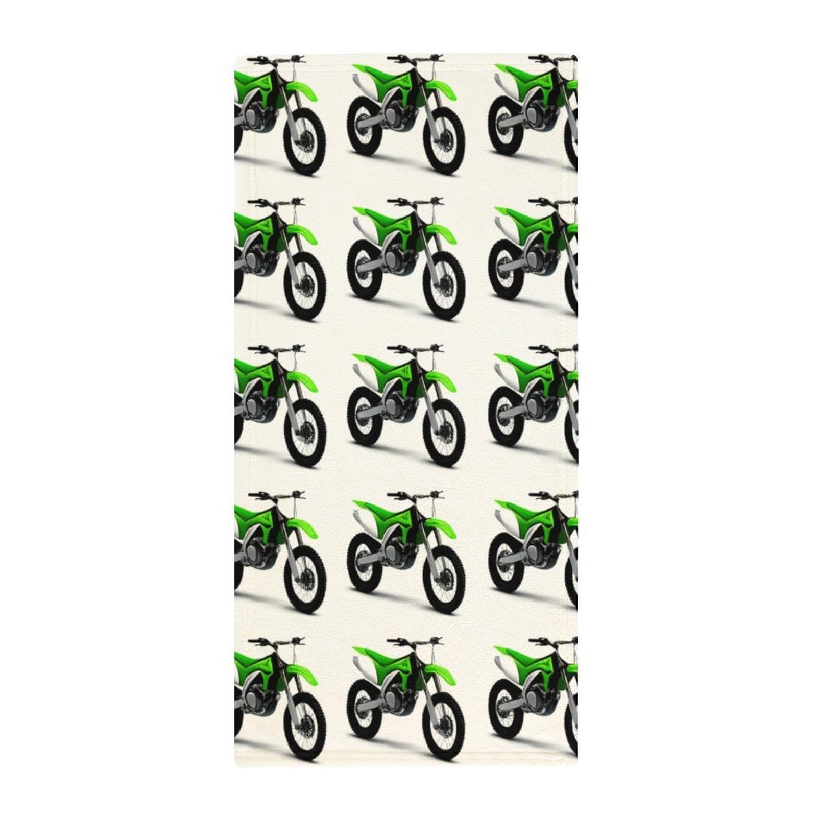 Anceky Professional Spa Fingertip Towels, Colorful Motorcycle White Green Dirt Bike Ultra Soft Hand Towels for Hotels, Yoga & Decorative Bathrooms