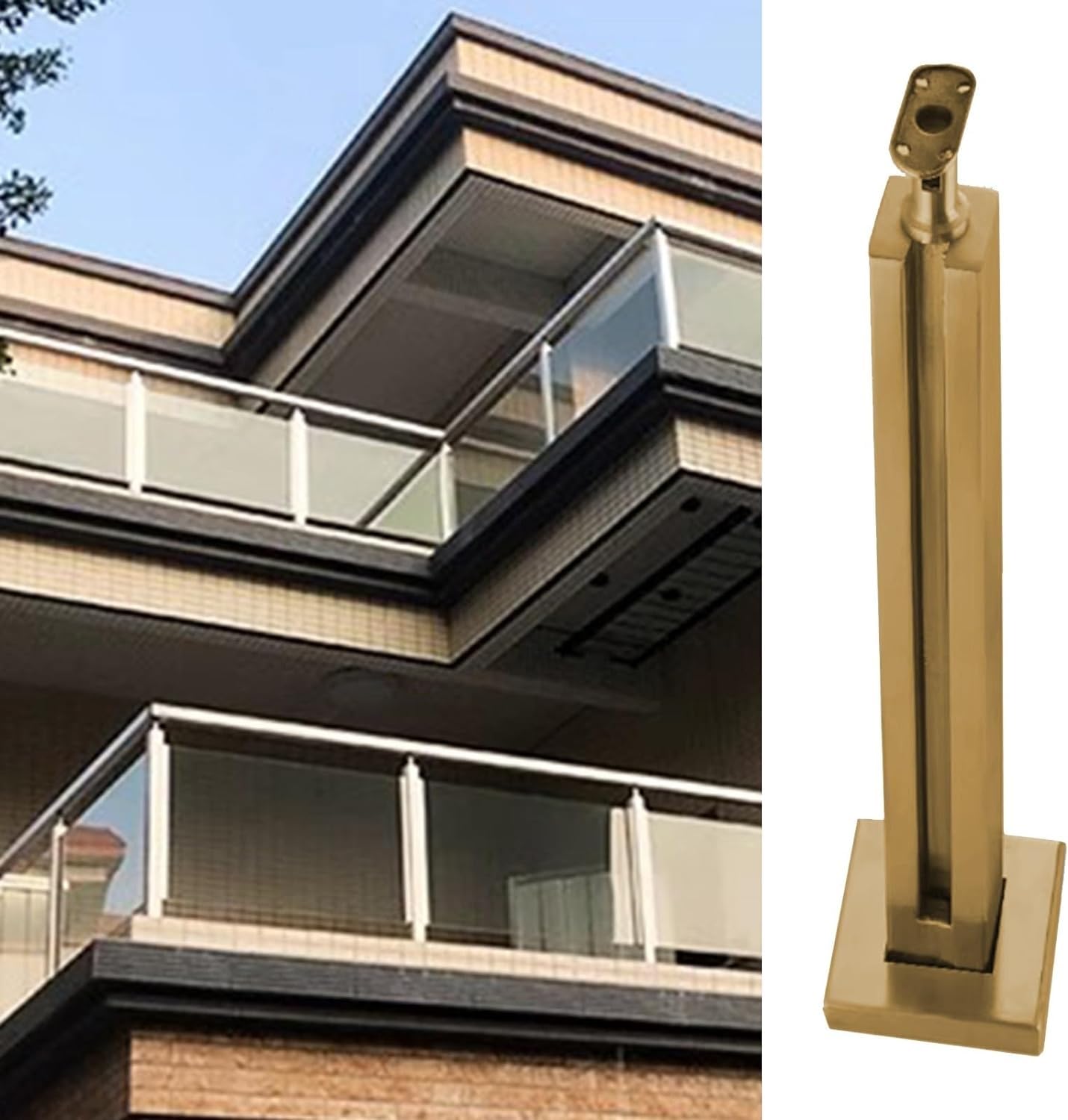 Balustre d'escalier en acier inoxydable 304 pour terrasse 60 cm
