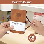 JUNART A6 Carnet de notes avec PU Couverture en cuir 192 Pages 14.5cm×9.5cm Carnet de papier premium, pour prendre note, bureau et voyage (rose)