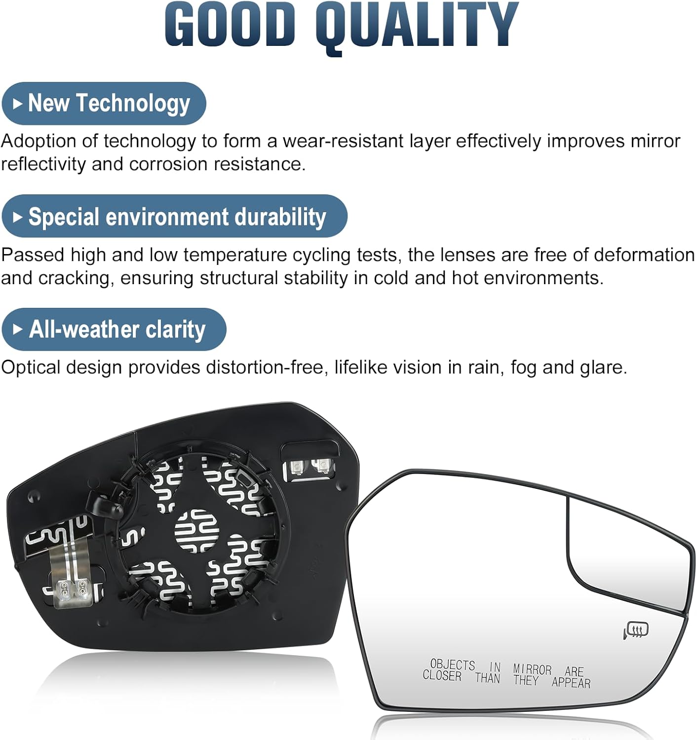 1 Pair Side Mirror Glass Fit for Ford Escape 2017 2018 Heated Rear View Mirrors with Back Plate Replace for GJ5Z17K707B GJ5Z17K707E