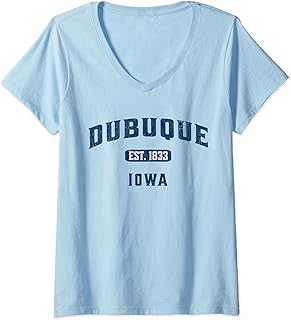 Womens Visit Dubuque Iowa Vintage Athletic Souvenir V-Neck T-Shirt
