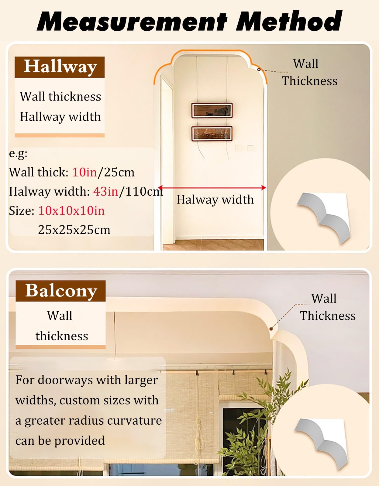 Zestaw drzwi łukowych do płyt kartonowo-gipsowych | Wiele rozmiarów 1/2/4 paczki Dekoracja wnętrz: zaokrąglone rogi(4 Pack,12x12x2in)