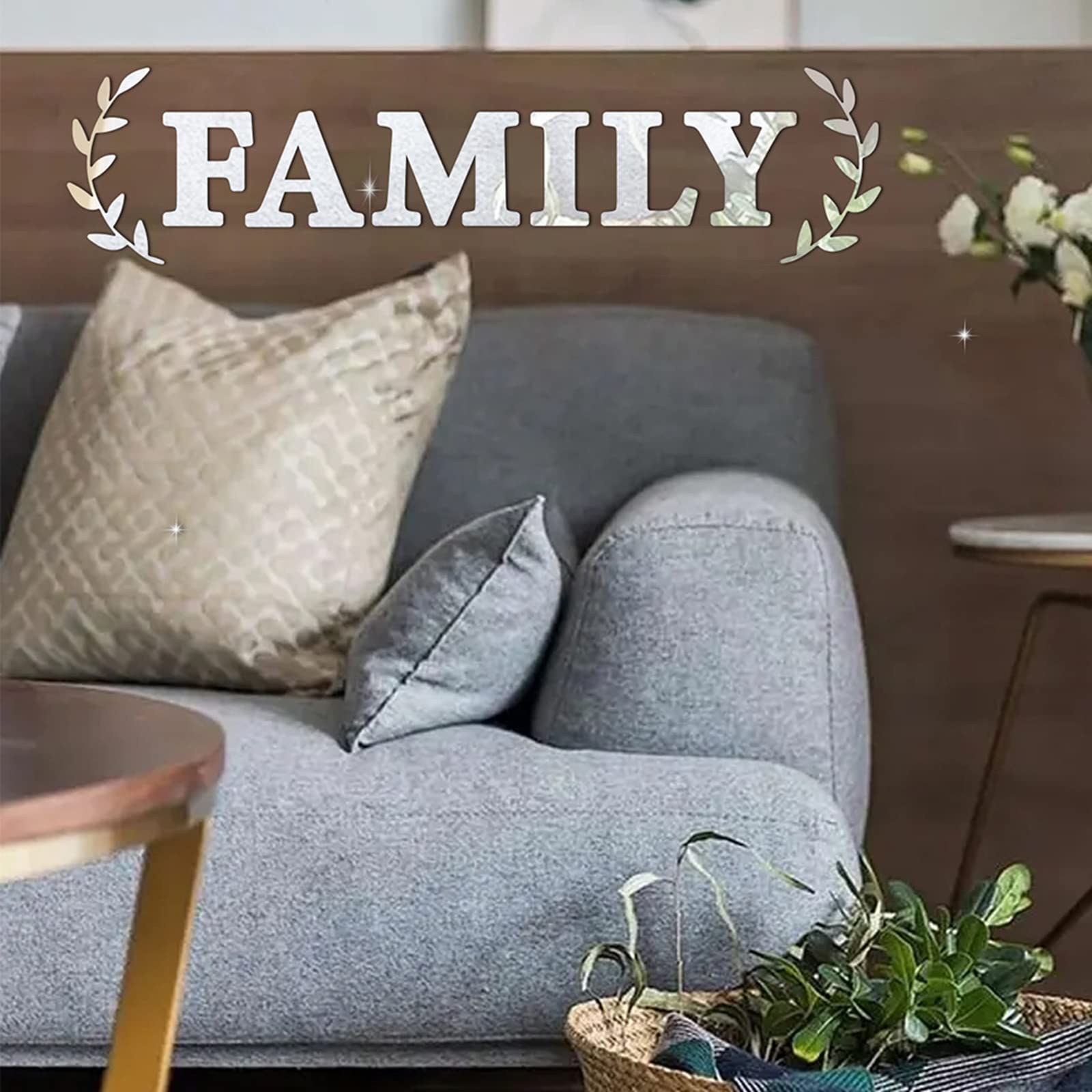 Sicheii Family Letters Mirror Wall Decor, 3D Acrylic Mirror Wall Decal Stickers Family Letter Quotes Home Decor - Image 3