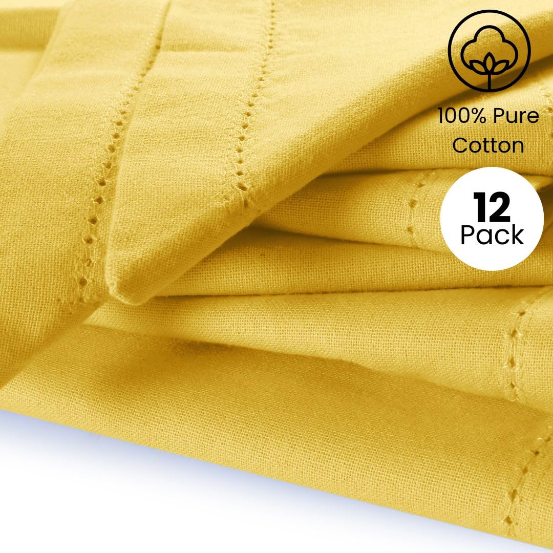 CottonCove Hemstitch Cloth Dinner Napkins Cotton Set of 12, Soft Durable Washable - Image 2