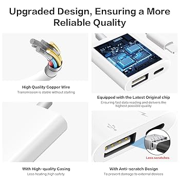 iPad 第６世代 128g+Pencil+Camera Adapter USB Camera Adapter with Charging Port, Portable USB Female