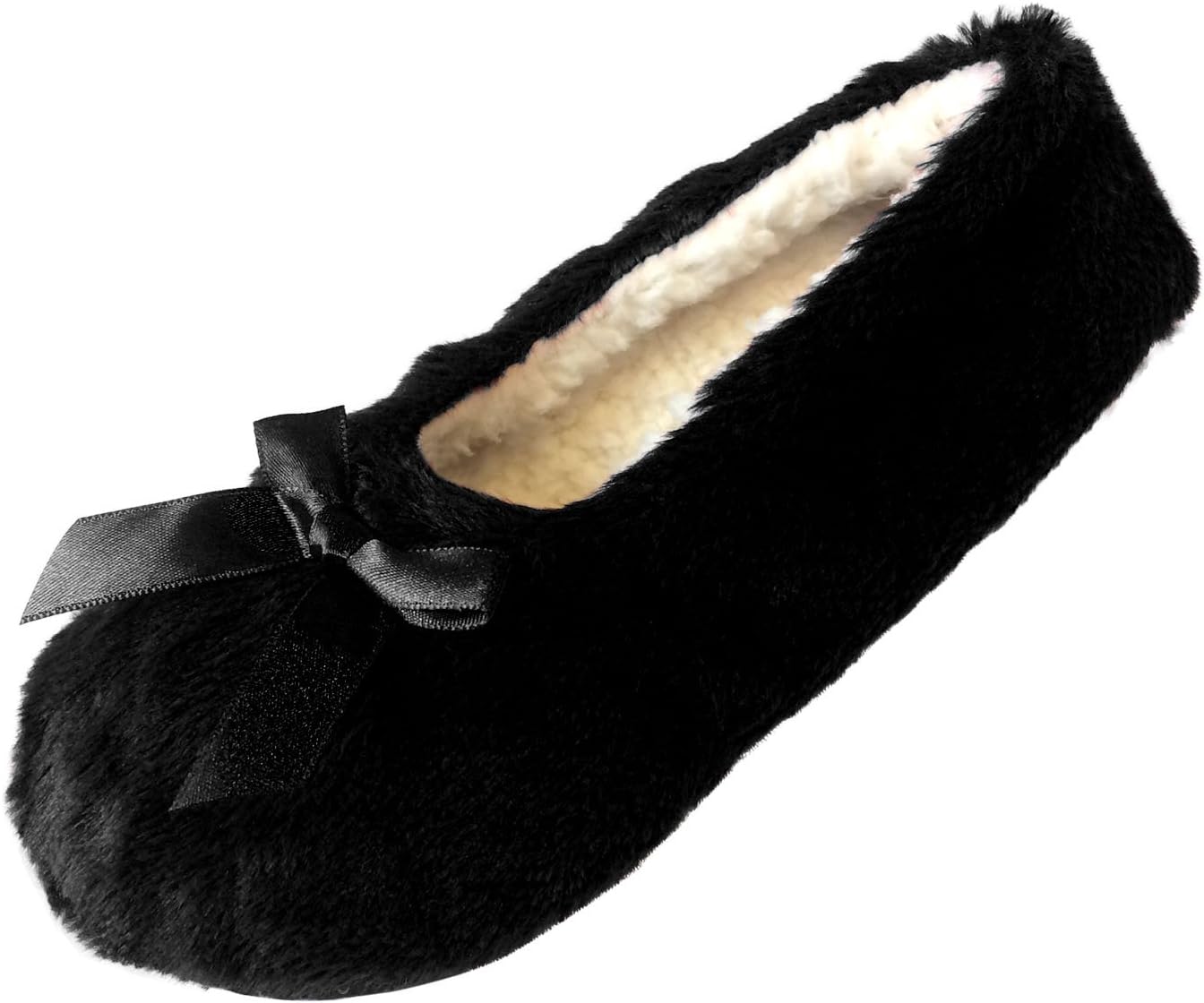 TOOTSIES Ladies Womens Girls Cut Pile Design Ballerina Style Slippers with Warm Cosy Coral Fleece Lining and Grip Soles