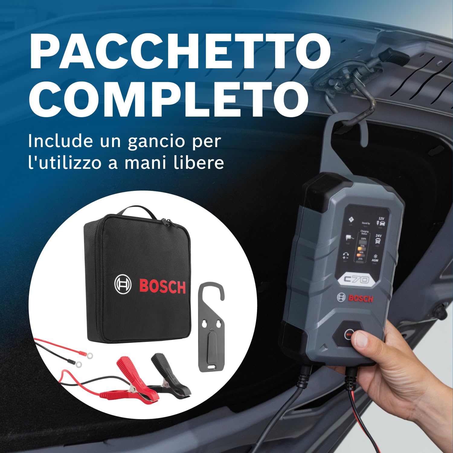 Bosch C70 Ładowarka 12V 24V 10A do Akumulatorów Kwasowo-Ołowiowych EFB GEL AGM SLI