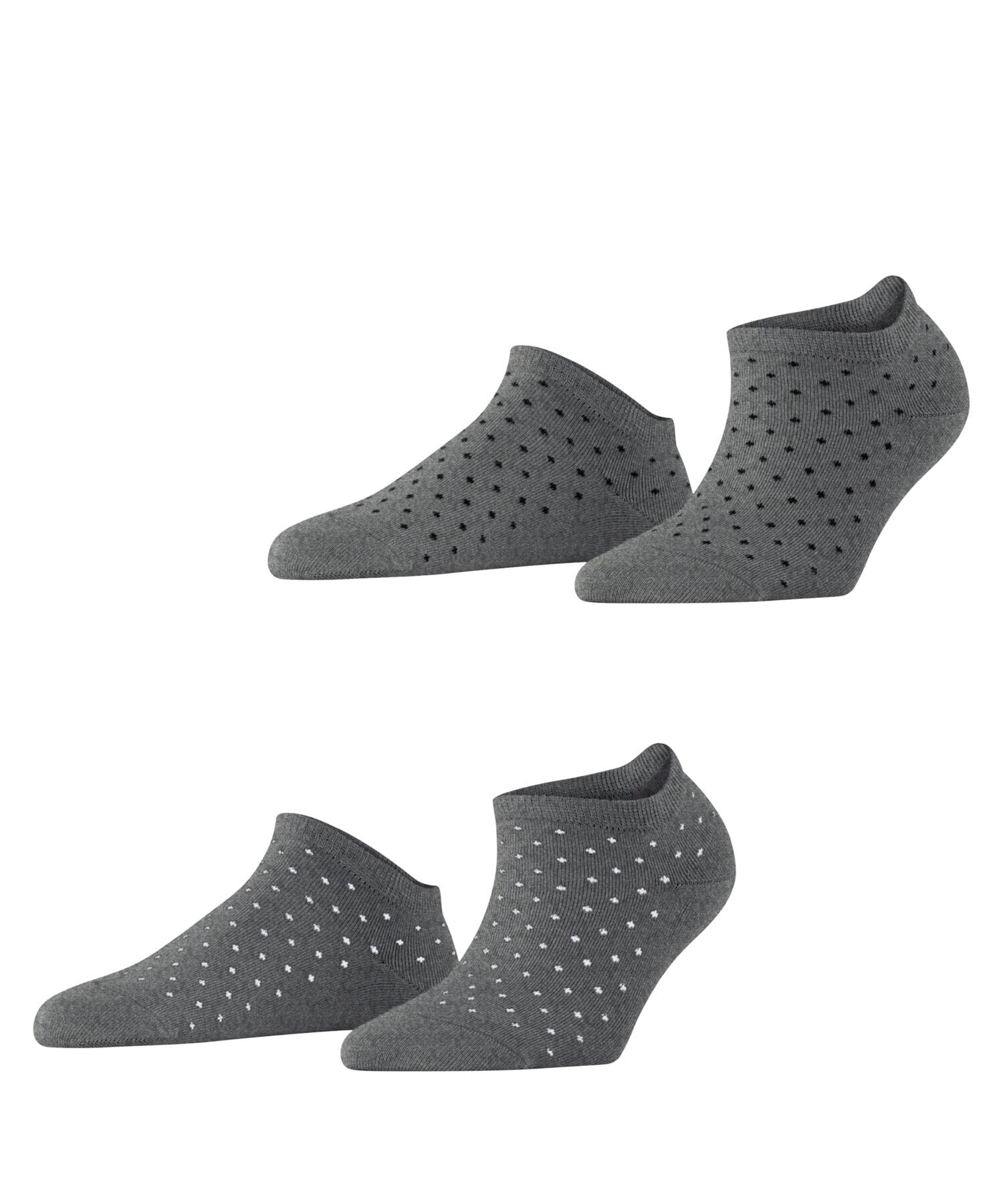 ESPRIT Women's Fine Dot Multipack W Sn Cotton Low-Cut Patterned 2 Pairs Trainer Socks, Grey Light Melange 3390, 5.5-8