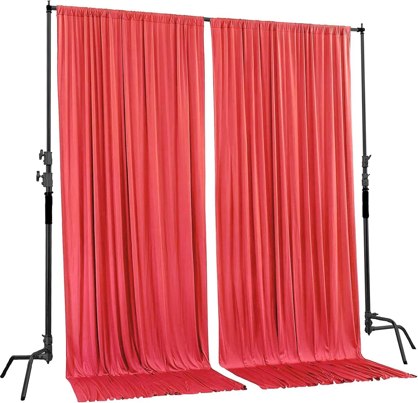 ak trading co. 10 feet x 8 feet ifr polyester backdrop drapes curtains panels with rod pockets - wedding ceremony party home window decorations - coral coral 10 ft x 8 ft