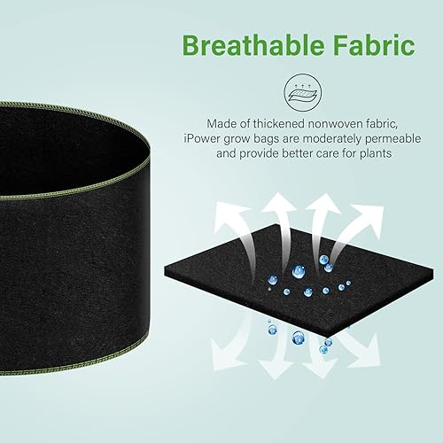 Miniatura 4 de iPower Paquete de 5 bolsas de cultivo de 20 galones, macetas de tela no tejida gruesa, contenedor de aireación resistente con asas de correa para