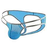 QiaTi Men's Jockstrap Underwear Sexy Mens Thong G-String Mesh Breathable Athletic Supporter for Men