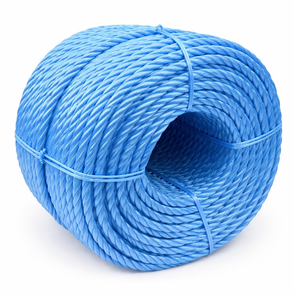 Timko Ropes Blue Polypropylene Rope 30M Long 6Mm Rope Maximum Breaking Load 550Kg - Hard-Wearing 3-Strand Split Film Polypropylene Cord Nylon - Strong For Tarpaulin Strapping Items Cargo Boating Washing Line