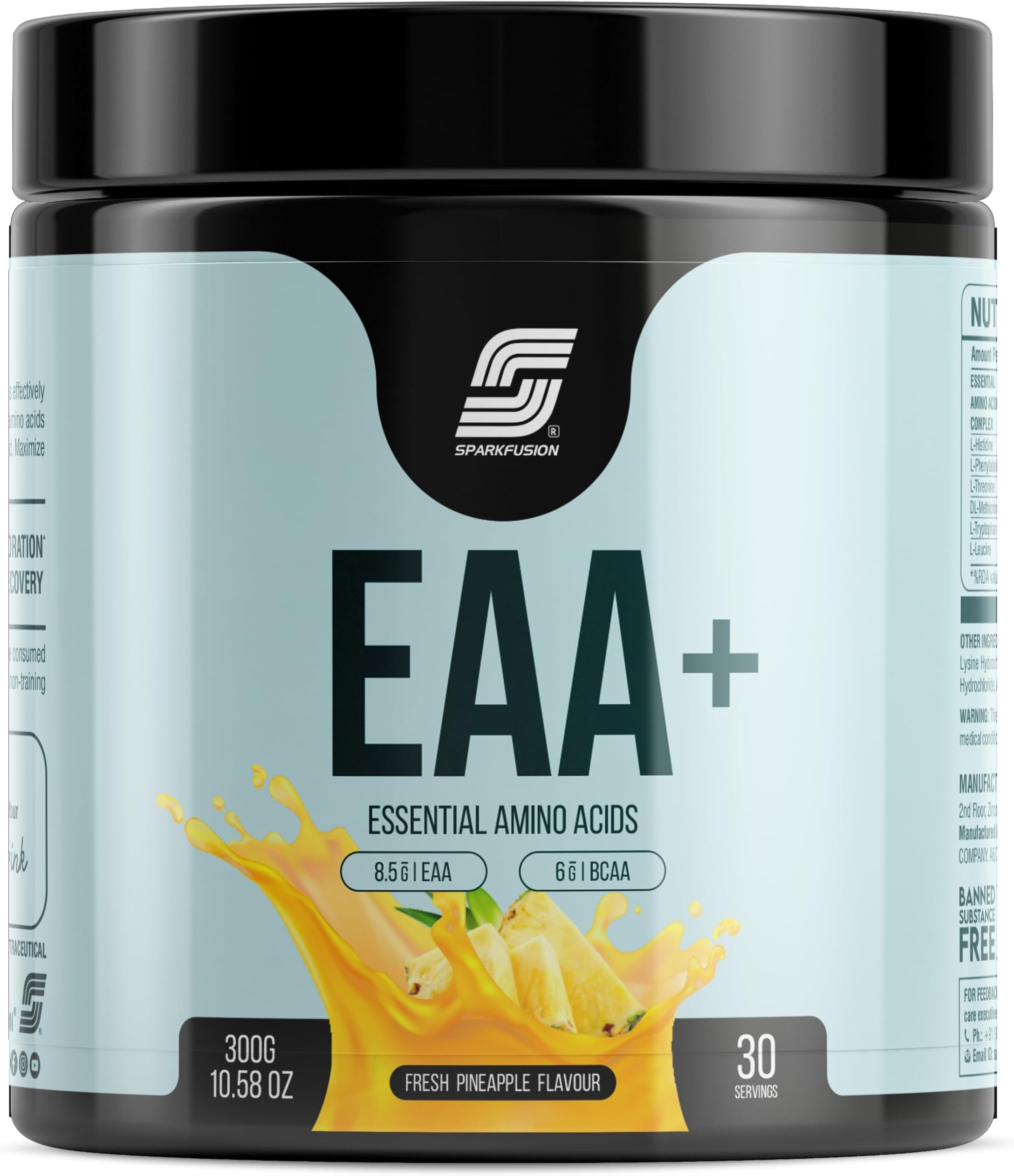 8500 mg Eaa+ & 6000mg Bcaa (300 gm) Essential Amino Acids | Pre/Intra Workout and Muscle Growth & Recovery | All 9 Essential Amino Acid EAA Powder (Fresh Pineapple)
