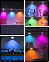 Vista 6 de WILLED Luces Puck RGB Recargables con Control Remoto, Iluminación Inalámbrica Bajo Gabinete, Luces de Botón Regulables, Función Multicolor