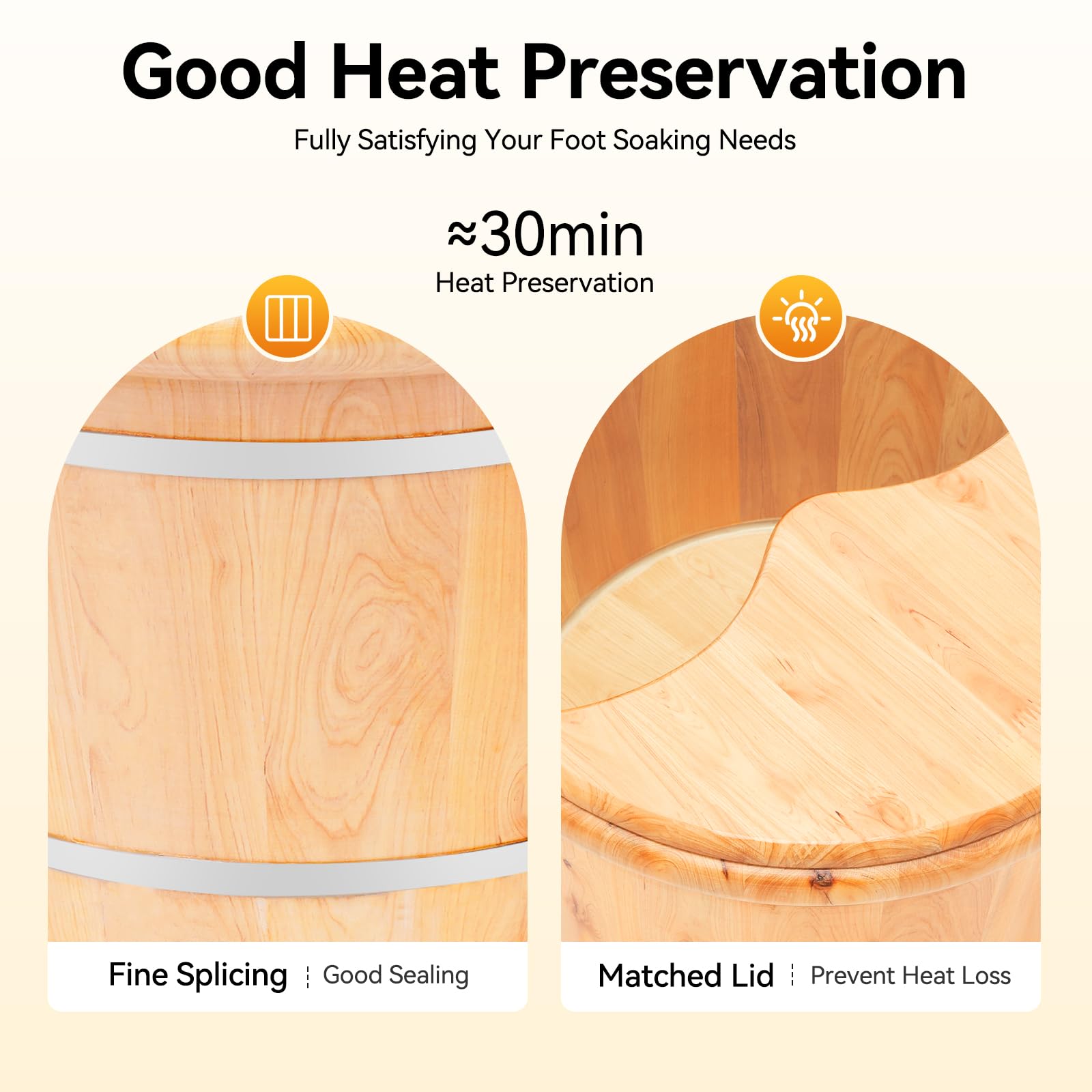 ARPITUYN Wooden Foot Bath Barrel, Pedicure Barrel with Massager Roller and Lid, Foot Tub for Feet Bath to Relieve Stress for Soaking Feet Massage Spa Care