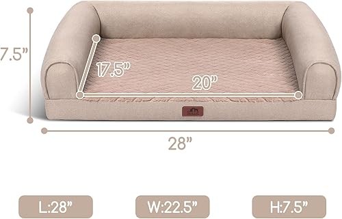 Miniatura 2 de Hollypet Cama ortopédica para perros medianos, sofá de espuma de apoyo para mascotas con funda extraíble lavable y parte inferior antideslizante,