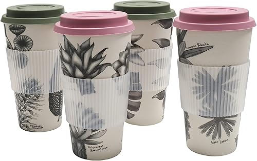Chef Craft Taza de viaje de fibra de bambú ecológico, juego de 4 piezas, 22 onzas, natural