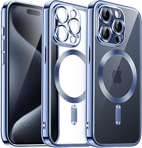 Miniatura 1 de JETech Funda galvanizada para iPhone 15 Pro de 6.1 pulgadas, protección completa para lente de cámara, compatible con carga inalámbrica MagSafe,