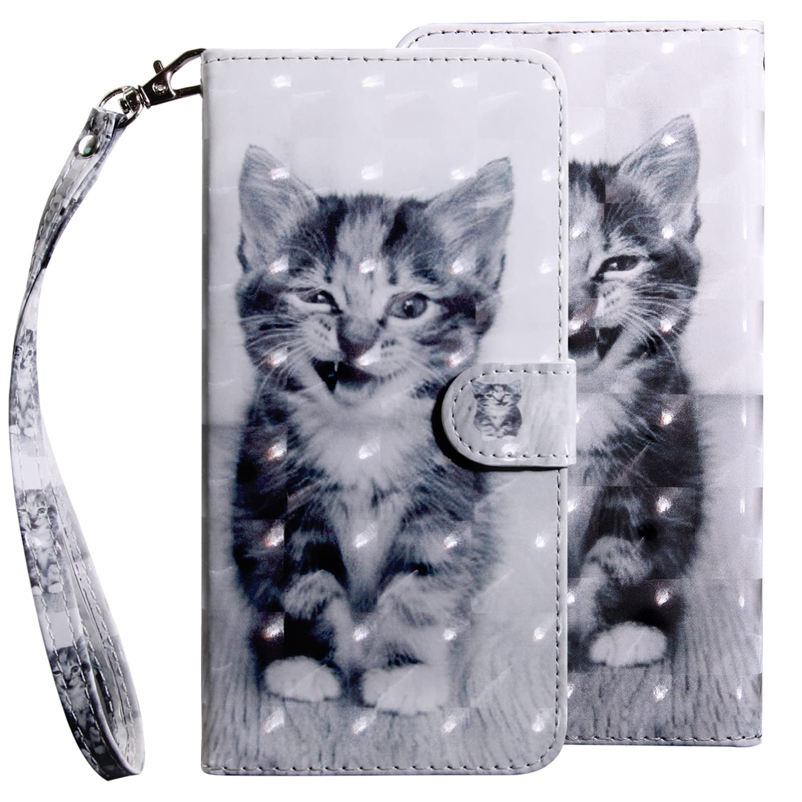 SEAHAI Cover Portafoglio Per Nokia G21/G11 – Design Foglie E Gatto In Rilievo – Pelle PU Con Supporto E Cinturino – Oro