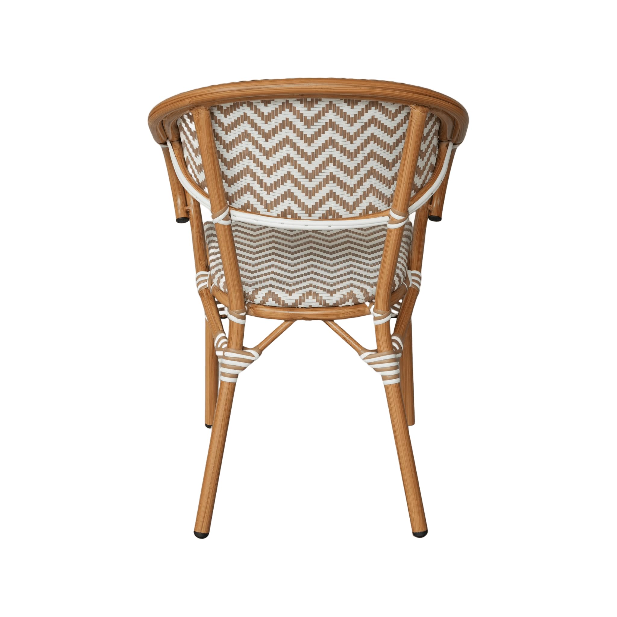 Rebecca Mobili Lot de 2 Chaises de Salle à Manger Extérieur, Fauteuils de Jardin Empilables, Marron et Blanc, Structure en Aluminium – Dimensions HxLxP : 84 x 57 x 57 cm – Art. RE7260