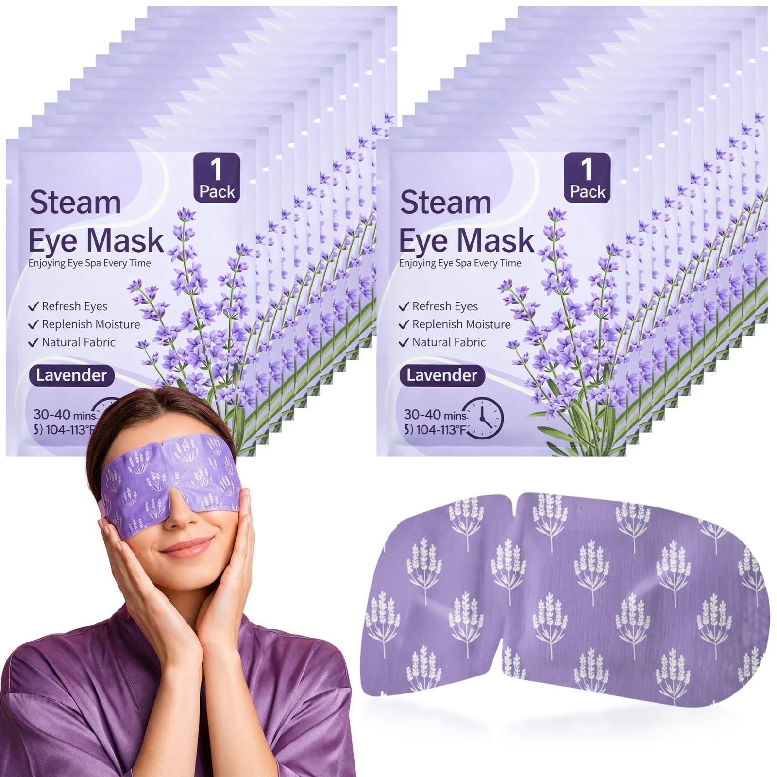 200 Pcs Steam Eye Masks for Dry Eyes Lavender Self Heated Steam Warm Eye Mask Heated Disposable Eyes