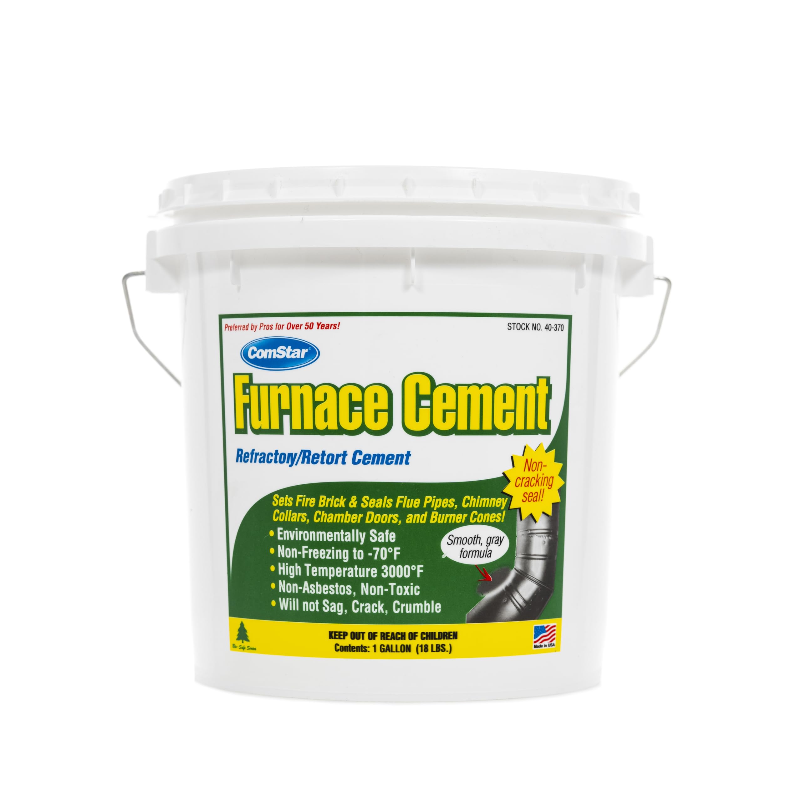 ComStar Furnace Cement, 1 Gallon - 3,000°F High-Temp Refractory & Retort Cement - Ready-to-Use High-Heat Paste for Fireplaces, Wood Stoves, Flue Pipes