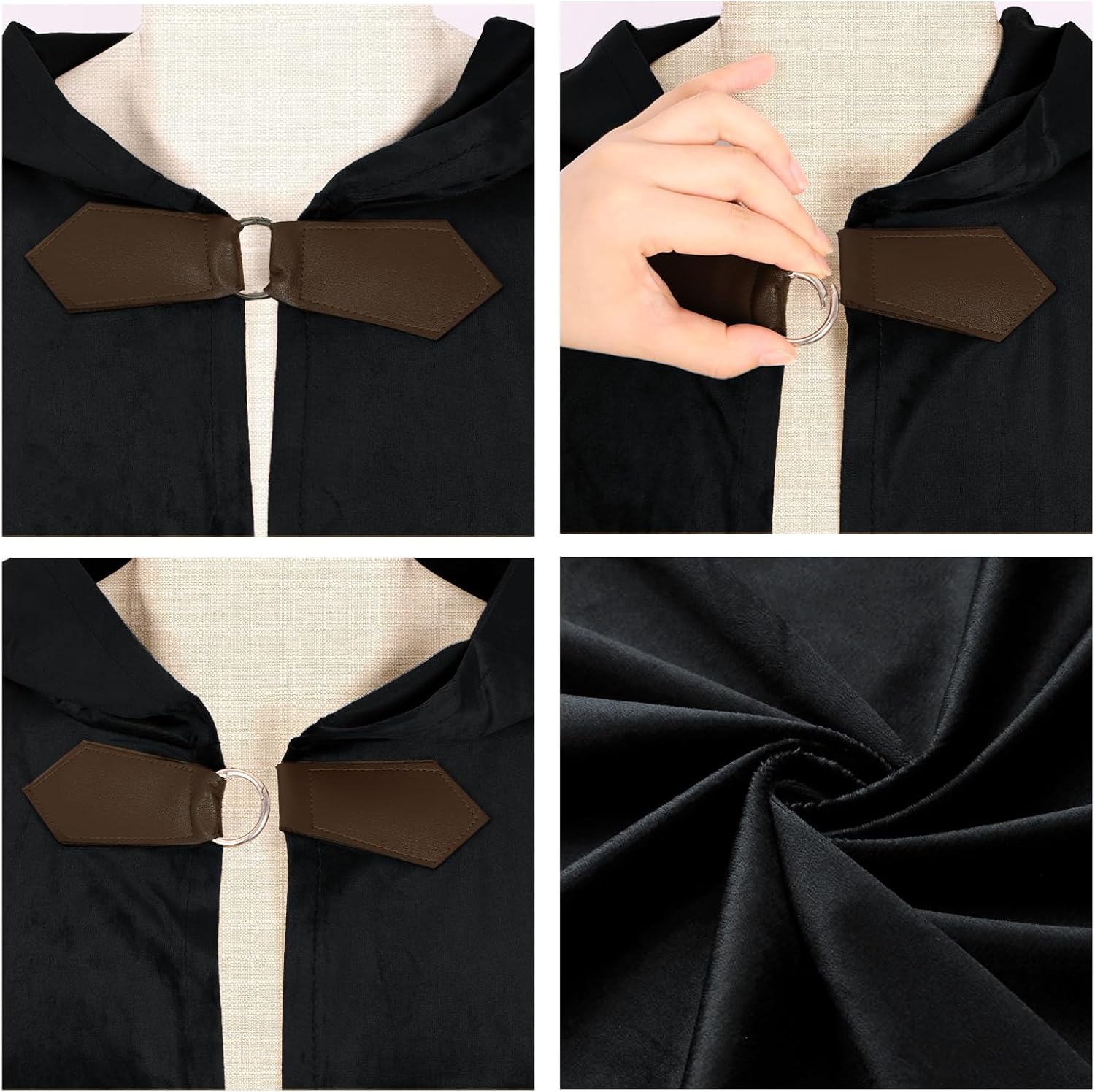 Medieval Cloak with Hood Men Renaissance Costume Accessories Halloween Cosplay Velvet Cloak Hood - Image 3