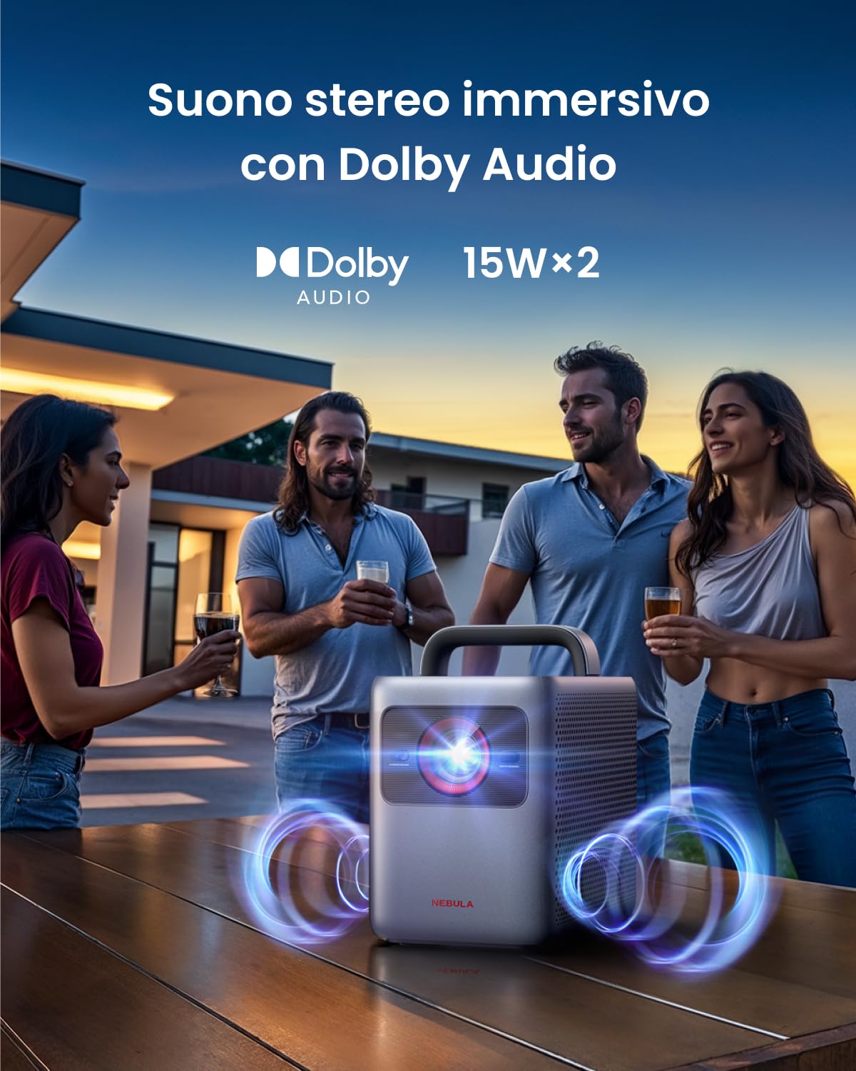 Nebula Cosmos 4K SE, Proiettore Dolby Vision HybridBeam, 1800 ANSI | Google TV, Netflix 4K, schermo 200", HybridBeam Laser + LED, autofocus, correzione trapezoidale e adattamento ambientale