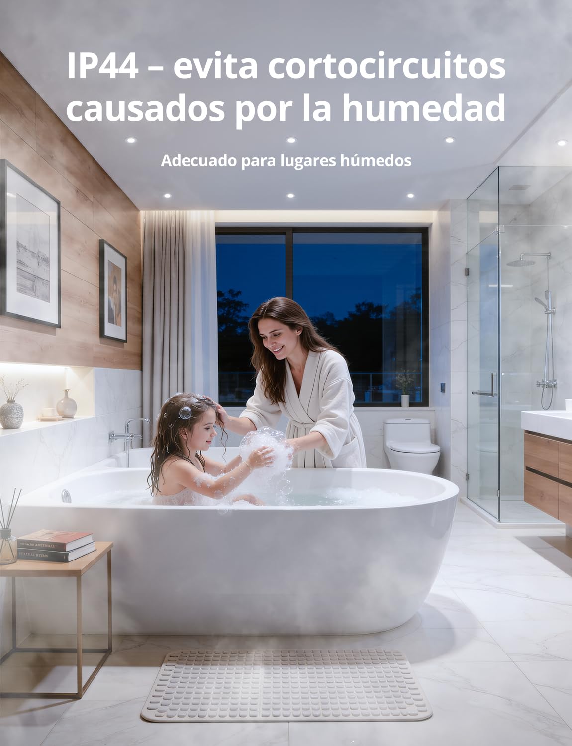Bojim Downlight LED Empotrable Blanco Clase Energética B IP44 230V Baño | Focos Empotrables Luz Cálida Ojos de Buey 4.7W, Corte 68mm - 80mm, Para Cocina Habitación, Pack de 6