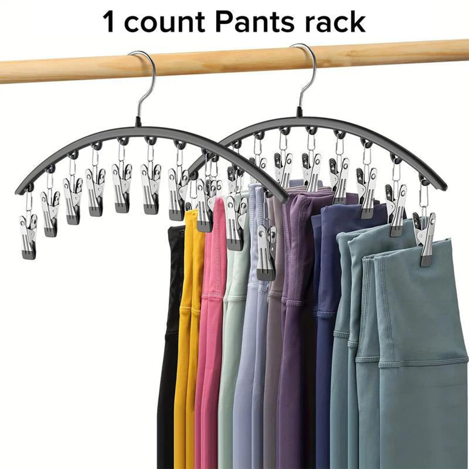 Grucce in metallo con clip in gomma, salvaspazio, per pantaloni, leggings e pantaloni, soluzione da appendere per riporre in modo ordinato