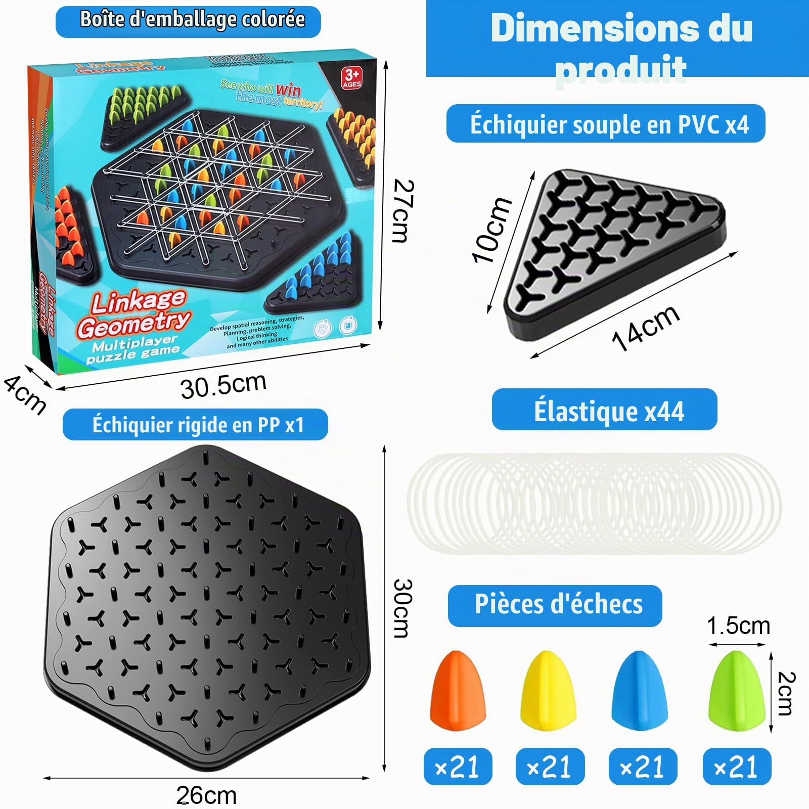 Triggle Triangle en Chaîne, Jeu d'Échecs Triangulaire, Jeu de Fêtes en pour Enfants et Adultes Triggle Triangle en Chaîne, Jeu d'Échecs Triangulaire, Jeu de Fêtes en pour Enfants et Adultes